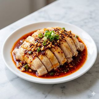 Pollo al vapore con salsa piccante