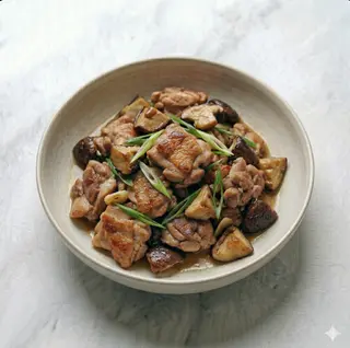 Pollo saltato con funghi