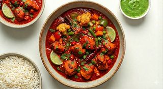 Pollo e verdure miste al curry