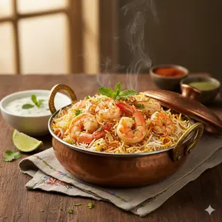 64 Prawn biryani
