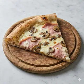 Prosciutto cotto, provola, panna, funghi