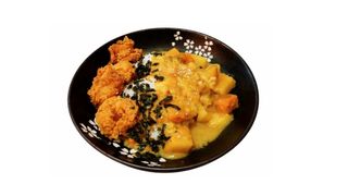 Riso al curry con pollo fritto