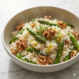 Riso pilaff con asparagi e noci