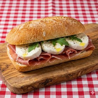 Sandwich prosciutto mozzarella buffala