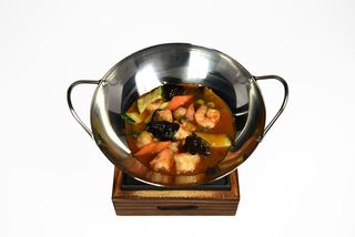 Scodella di fuoco con gamberetti