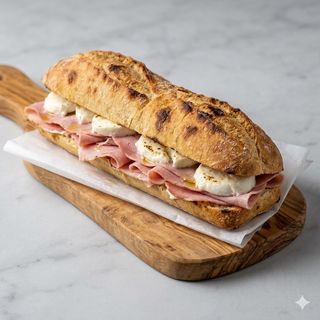 Panino con prosciutto cotto e mozzarella