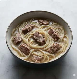 Spaghetti di agnello in brodo