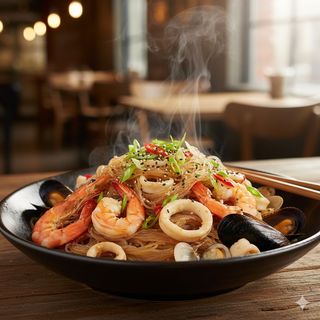 336 Spaghetti di soia con frutti di mare