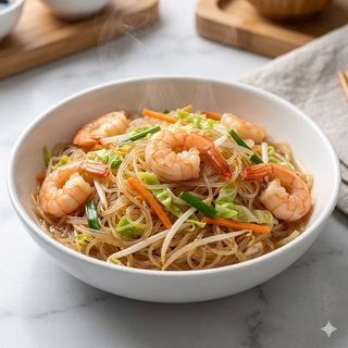 Spaghetti di soia con gamberi