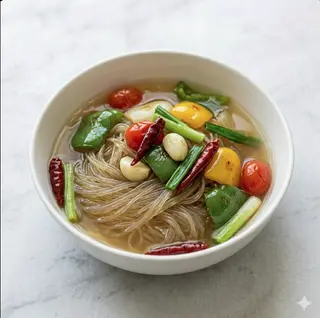 Spaghetti di soia in brodo di verdure