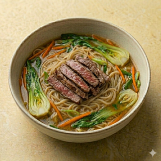Spaghetti fresca con manzo e verdure