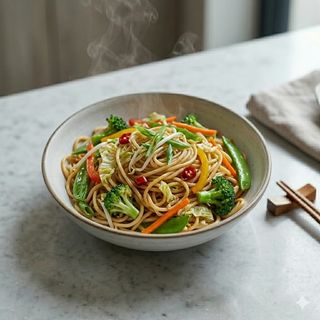 Spaghetti saltati con verdure