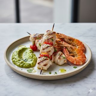 Spiedini di pesce 3 pezzi e mazzancolle 2 pezzi