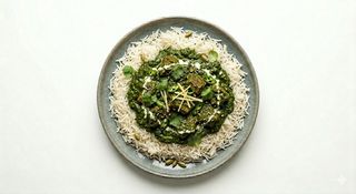 Spinaci con agnello e riso