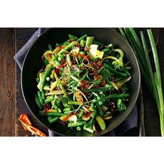 Stir fried broccoli and snow peas