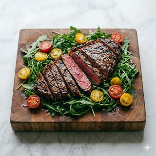 Tagliata di manzo con rucola e pachino