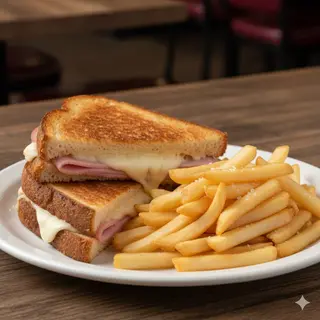 Toast prosciutto cotto, formaggio e patatine - grande