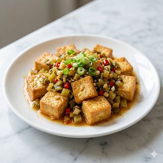 Tofu saltato con sottaceti