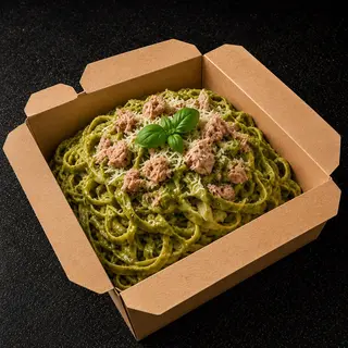 Tuna and Creamy Pesto Fettuccine