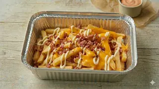 Patatine, bacon cheddar, maionese grandi