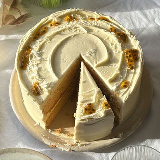 White chocolate and passion cake
