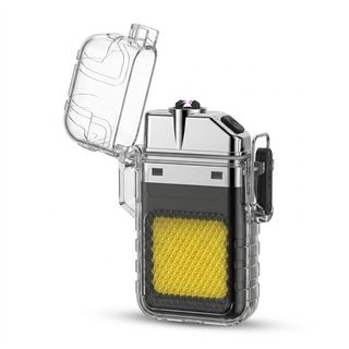 Windproof Super Bright Mini Flashlight Rechargeable Keychain With Built-In Lighter