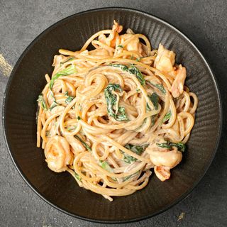 Սերուցքային սպագետտի մանրածովախեցգետնով