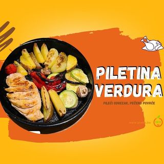 Pileći file steak sa pečenim povrćem (Chicken fillet steak with side dish) (Pi3)