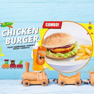 BOX Pileći burger – KIDS (pomfrit-kečap-cedevita)