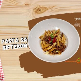 Pasta Bistecca (pasta sa biftekom u crvenom sosu) (Pa5)
