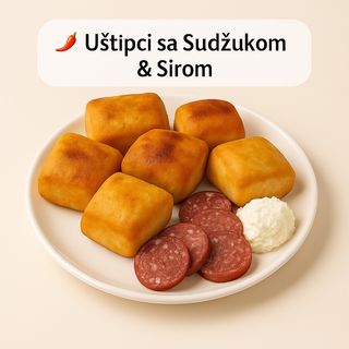 Uštipci sa sudžukom i sirom (na vrućem zraku)