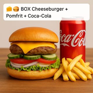 BOX Cheeseburger (coca cola-pomfrit)