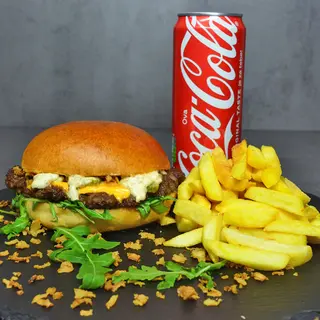 Tartufo Smash + pomfrit + Coca-Cola