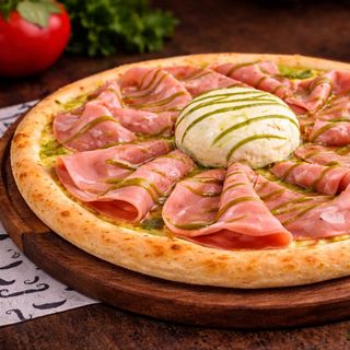Mortadella - burrata pizza