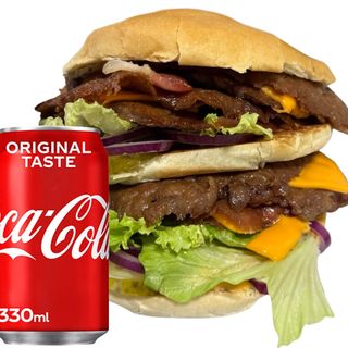 Gold Trump burger, Coca-Cola
