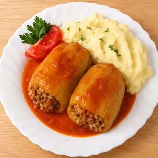 Jovankine punjene paprike (2 kom.) sa pire krompirom