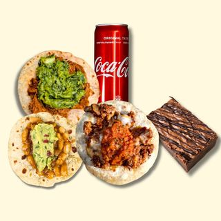 Тако трио с десерт и напитка