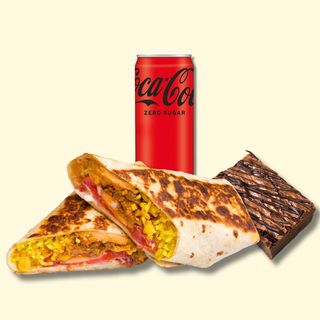 Комбо с вегетарианско бурито, десерт и напитка