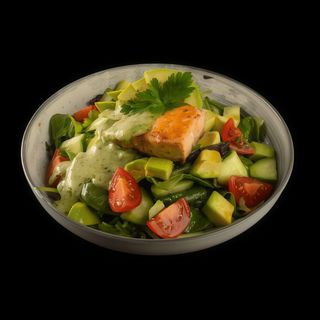 Салата с печена сьомга и авокадо (330г)
