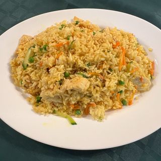 187.Пържен ориз с къри, пилешко и зеленчуци (800г)