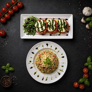 Салата Капрезе + ризото със зелинчуци