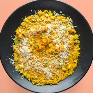 Ризото с крем от тиквички и скариди (350г)