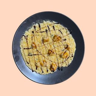 Ризото с крем от тиква, горгонзола, грана падано dop и балсамова редукция (350 гр)