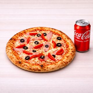 Пица Маргарита с шунка + Coca-Cola (330ml)