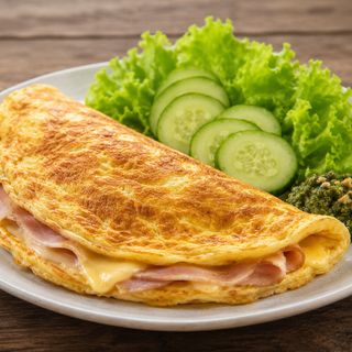 Омлет със шунка и кашкавал + гарнитура (230г - 250г)