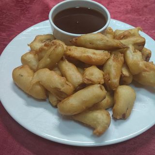 118. Паниран патладжан със сладко-кисел лютив сос (500гр)