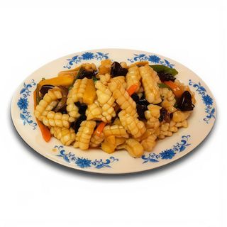 107.Калмари с бамбук и китайски гъби (500г)