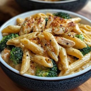 Пене с пилешко, броколи, сметана и пармезан