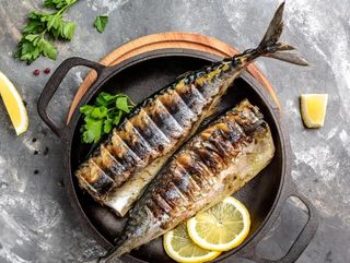 Скумрия на скара + гарнитура