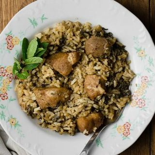 Свинско със спанак и ориз